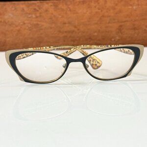 Jean Lafont Vintage Cat Eye Eyeglasses Leopard Gold Frame Women France Rare